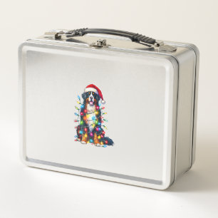 Bernese Mountain Dog x Christmas Lights Metal Lunch Box