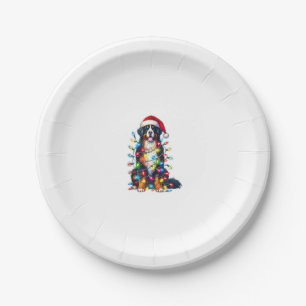 Bernese Mountain Dog x Christmas Lights Paper Plate