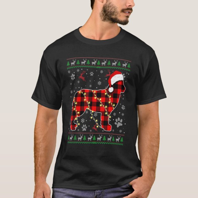 Bernese Mountain Dog Xmas Santa Hat Ugly Christmas T-Shirt (Front)
