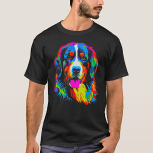 Bernese Mountain Dog Yellow Pink Orange Blue Green T-Shirt