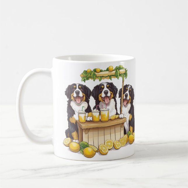 Bernese Mountain Dogs Lemonade Stand Coffee Mug (Left)