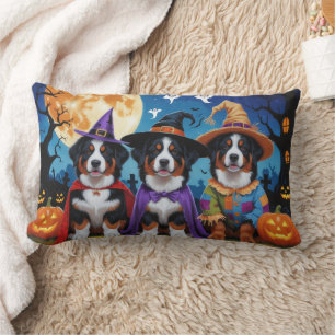 Bernese Mountain Dogs Pumpkin Halloween Funny Lumbar Cushion