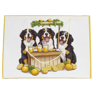 Bernese Mountain Dogs Running A Lemonade Stand Large Gift Bag
