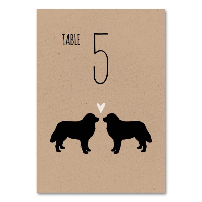 Bernese Mountain Dogs Wedding Reception Table Number (Front)