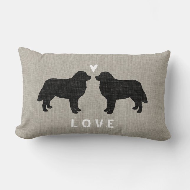 Bernese Mountain Dogs with Heart and Text Lumbar Cushion (Front)
