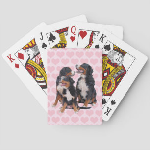 Bernese Mountain Dogs with Pink Hearts Playing Cards