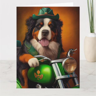Bernese Mountain Driving Bike St. Patrick's Day Card