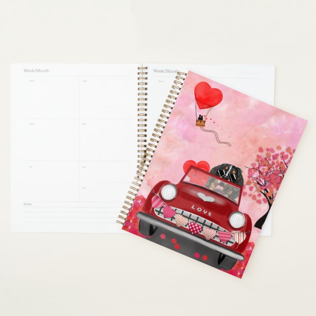 Bernese Mountain Driving Car with Hearts Valentine Planner (Display)