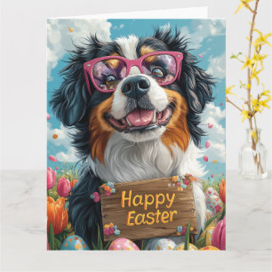 Bernese Mountain Easter Eggs Card
