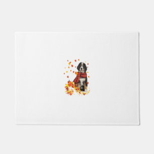 Bernese Mountain Fall Red Scarf Autumn Leaf Gift D Doormat