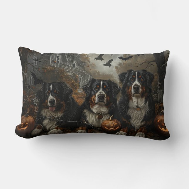 Bernese Mountain Halloween Night Doggy Delight Lumbar Cushion (Front)