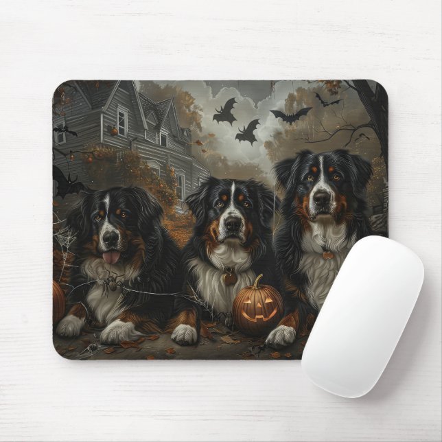 Bernese Mountain Halloween Night Doggy Delight Mouse Pad (With Mouse)