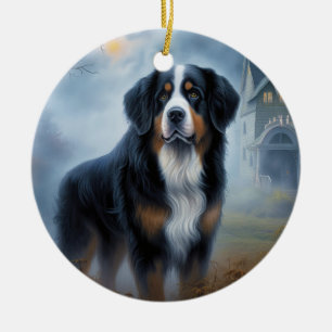 Bernese Mountain Halloween Scary Ceramic Ornament