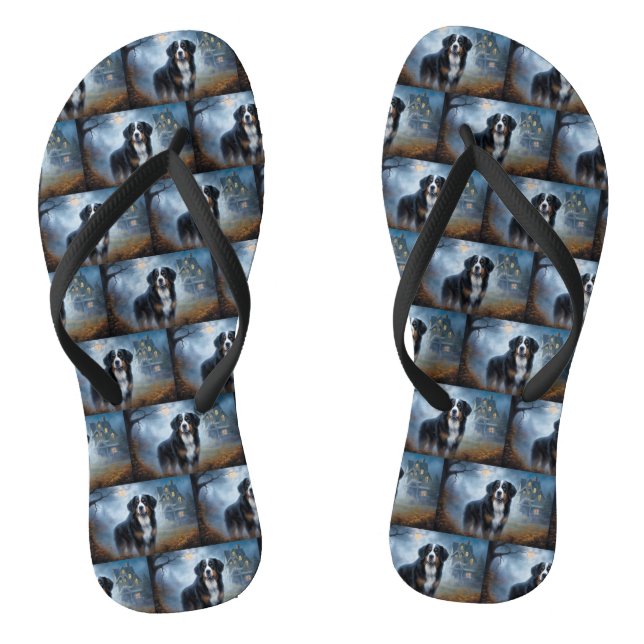 Bernese Mountain Halloween Scary Thongs (Footbed)