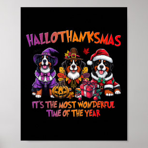 Bernese Mountain Halloween Thanksgiving Christmas Poster