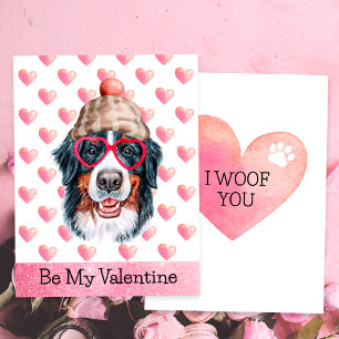 Bernese Mountain I Woof You Dog Valentine's Day Holiday Card