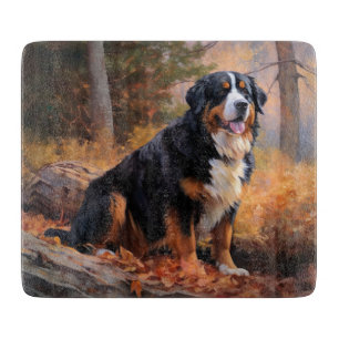Bernese Mountain in Autumn Leaves Fall Inspire Cutting Board