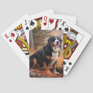 Bernese Mountain in Autumn Leaves Fall Inspire Playing Cards