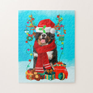 Bernese Mountain in snow with Christmas gifts Jigsaw Puzzle