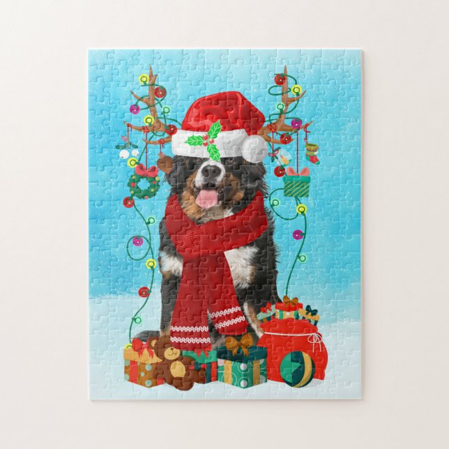 Bernese Mountain in snow with Christmas gifts Jigsaw Puzzle (Vertical)