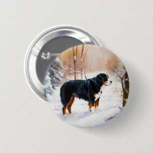 Bernese Mountain Let It Snow Christmas  6 Cm Round Badge