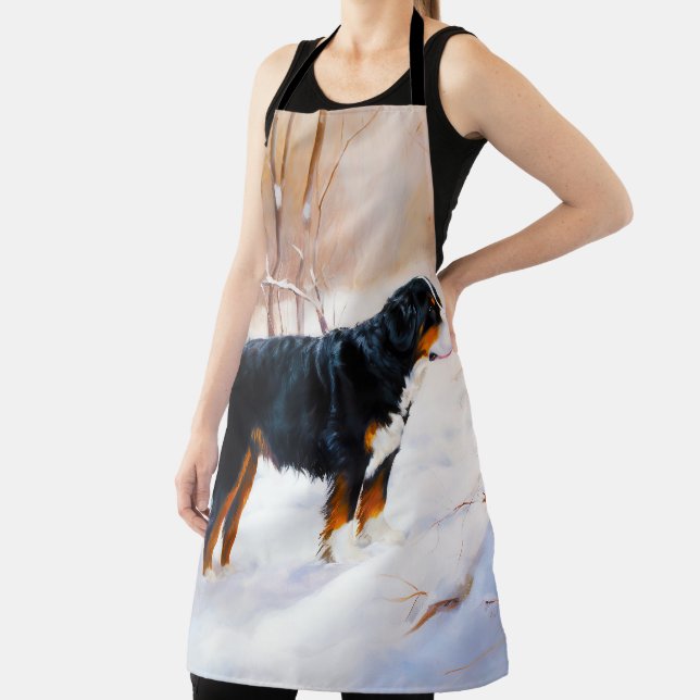 Bernese Mountain Let It Snow Christmas  Apron (Insitu)