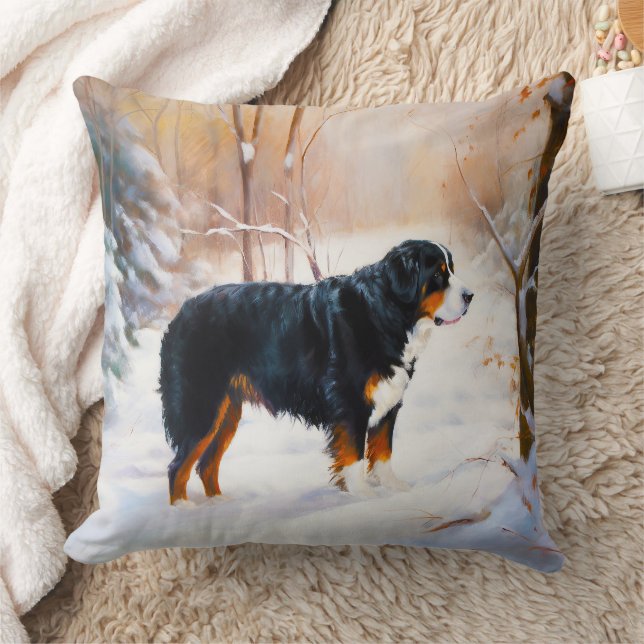 Bernese Mountain Let It Snow Christmas  Cushion (Blanket)