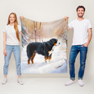 Bernese Mountain Let It Snow Christmas  Fleece Blanket