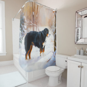 Bernese Mountain Let It Snow Christmas  Shower Curtain