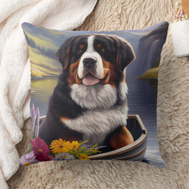 Bernese Mountain on a Paddle: A Scenic Adventure Cushion (Blanket)