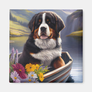 Bernese Mountain on a Paddle: A Scenic Adventure Magnet