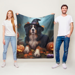 Bernese Mountain Pumpkins Halloween Scary Fleece Blanket