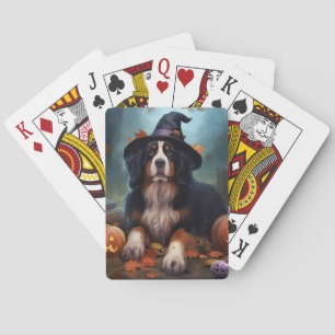 Bernese Mountain Pumpkins Halloween Scary Playing Cards
