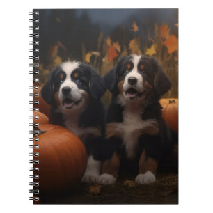 Bernese Mountain Puppy Autumn Delight Pumpkin Notebook