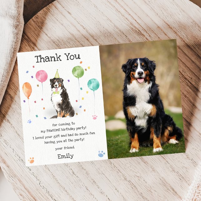 Bernese Mountain Puppy Dog Birthday Thank You Card (Creator Uploaded)
