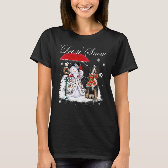 Bernese Mountain Santa Dog Christmas Snowman Xmas  T-Shirt (Front)