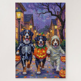 Bernese Mountain Trick-or-Treating In Halloween  Jigsaw Puzzle