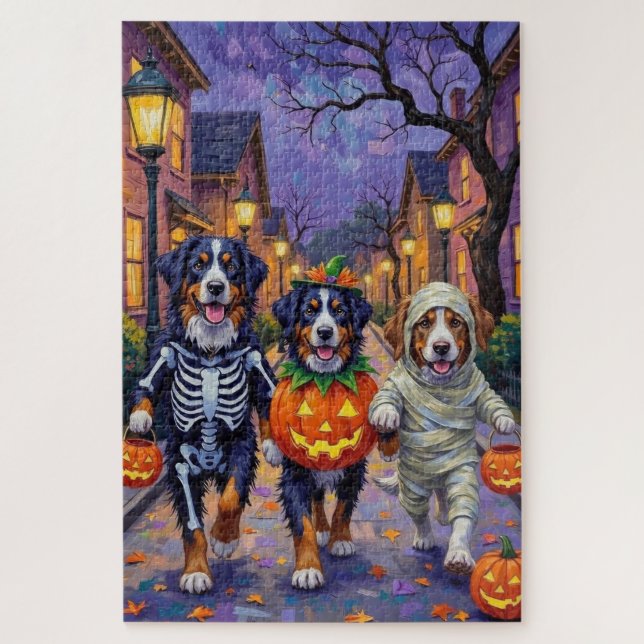 Bernese Mountain Trick-or-Treating In Halloween  Jigsaw Puzzle (Vertical)