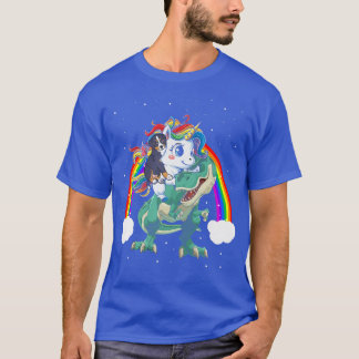 Bernese Mountain Unicorn Riding Dinosaur Tre Chris T-Shirt