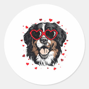 Bernese Mountain Valentine Heart Cute Dog Lovers Classic Round Sticker