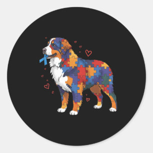 Bernese Moutain Puzzle Autism Awareness Autistic W Classic Round Sticker