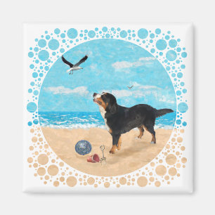 Bernese Mt. Dog at the Beach Magnet