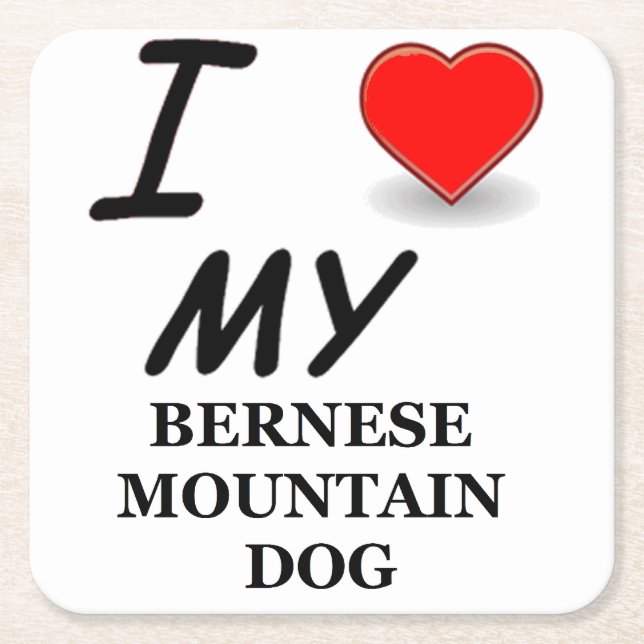 bernese mt dog love square paper coaster (Front)