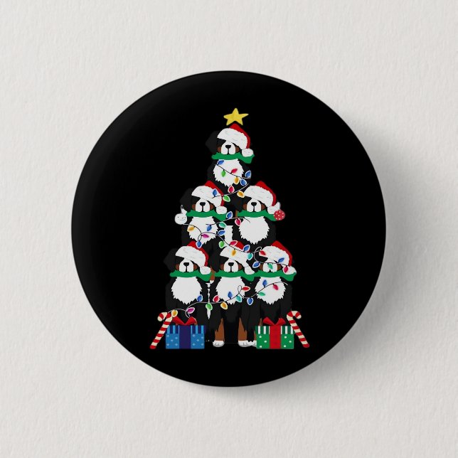 Bernese Mt Dog Puppy Christmas Tree Classic T-Shir 6 Cm Round Badge (Front)