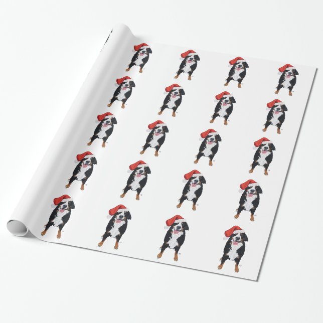 Bernese Mt. Dog Santa's Helper Wrapping Paper (Unrolled)