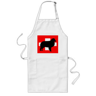 bernese mt dog silhouette switzerland flag long apron