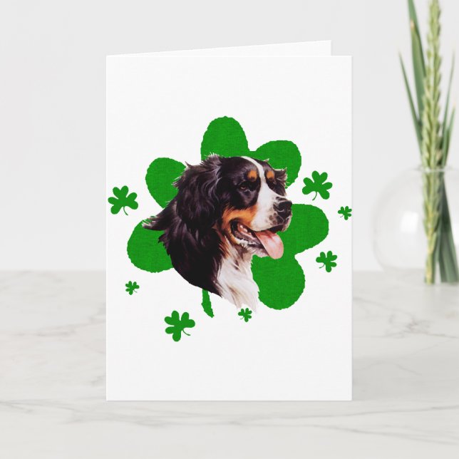 Bernese Mt. Dog St. Patrick's Day Card (Front)