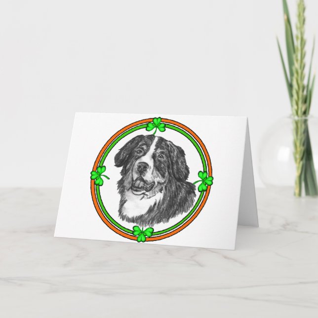 Bernese Mtn Dog St Patricks Card (Front)