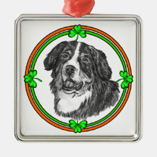 Bernese Mtn Dog St Patricks Metal Tree Decoration