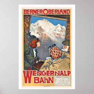 Bernese Oberland Switzerland Vintage Travel Poster